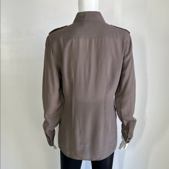 Banana Republic Silk Utility Shirt Brown Size 8 - Picture 5 of 8